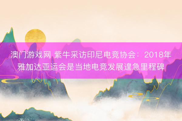澳门游戏网 紫牛采访印尼电竞协会：2018年雅加达亚运会是当地电竞发展遑急里程碑