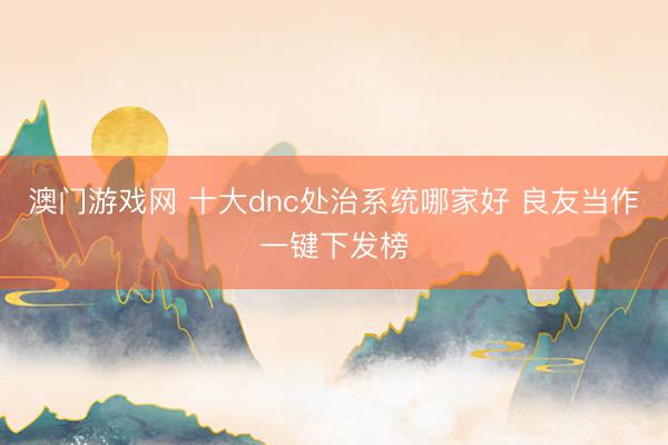 澳门游戏网 十大dnc处治系统哪家好 良友当作一键下发榜
