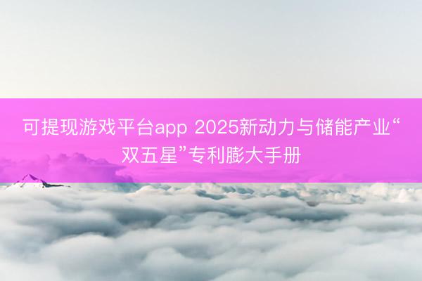可提现游戏平台app 2025新动力与储能产业“双五星”专利膨大手册