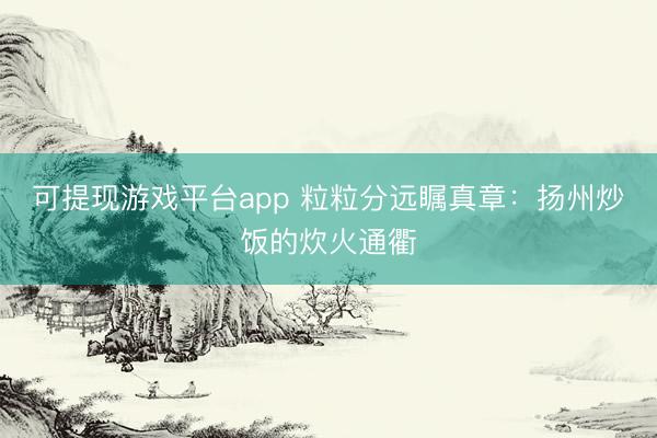 可提现游戏平台app 粒粒分远瞩真章:扬州炒饭的炊火通衢
