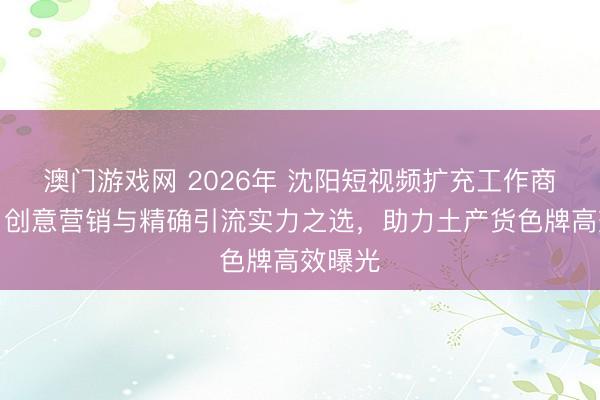 澳门游戏网 2026年 沈阳短视频扩充工作商推选:创意营销与精确引流实力之选,助力土产货色牌高效曝光