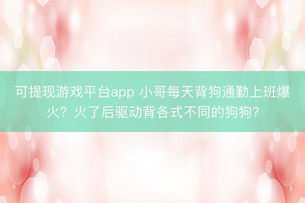 可提现游戏平台app 小哥每天背狗通勤上班爆火？火了后驱动背各式不同的狗狗？