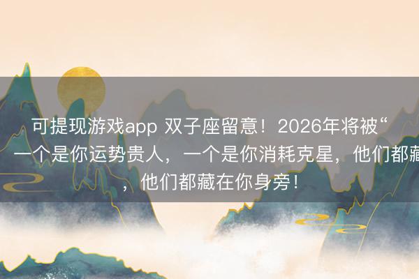 可提现游戏app 双子座留意！2026年将被“两人”纠缠，一个是你运势贵人，一个是你消耗克星，他们都藏在你身旁！