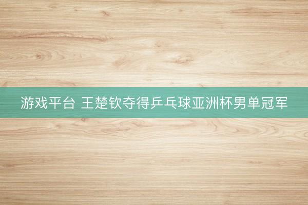 游戏平台 王楚钦夺得乒乓球亚洲杯男单冠军