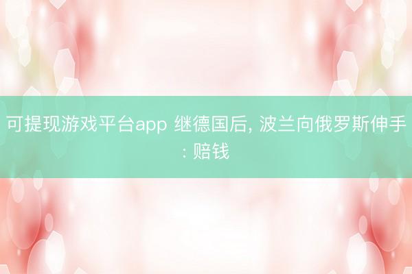 可提现游戏平台app 继德国后， 波兰向俄罗斯伸手: 赔钱