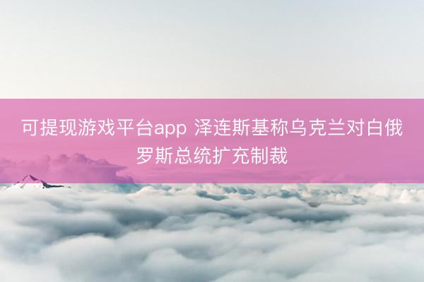 可提现游戏平台app 泽连斯基称乌克兰对白俄罗斯总统扩充制裁
