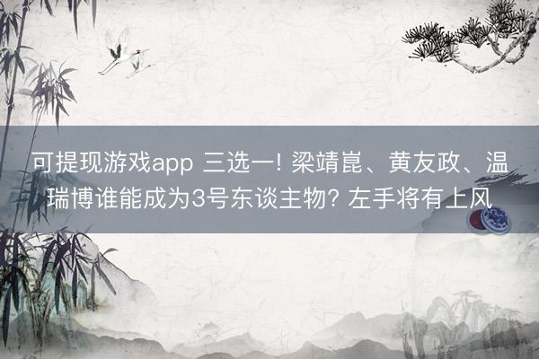 可提现游戏app 三选一! 梁靖崑、黄友政、温瑞博谁能成为3号东谈主物? 左手将有上风