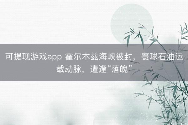可提现游戏app 霍尔木兹海峡被封,寰球石油运载动脉,遭逢“落魄”