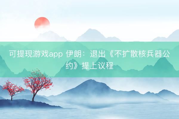 可提现游戏app 伊朗：退出《不扩散核兵器公约》提上议程