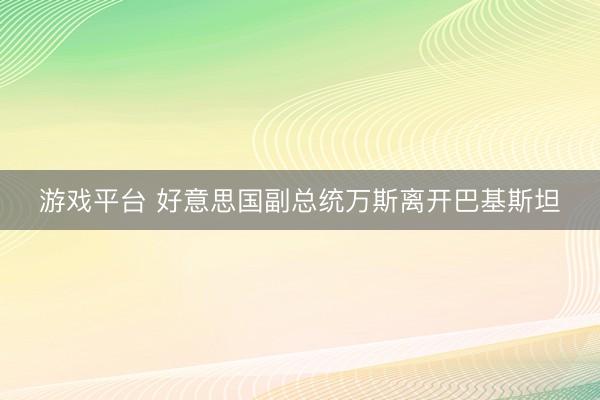 游戏平台 好意思国副总统万斯离开巴基斯坦