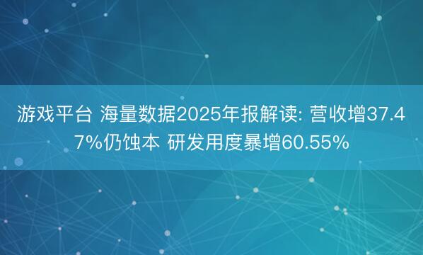游戏平台 海量数据2025年报解读: 营收增37.47%仍蚀本 研发用度暴增60.55%