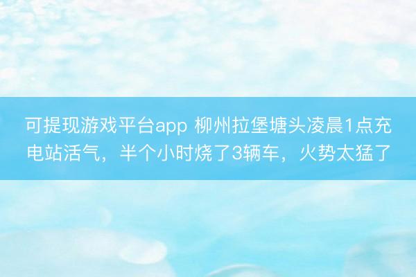 可提现游戏平台app 柳州拉堡塘头凌晨1点充电站活气，半个小时烧了3辆车，火势太猛了