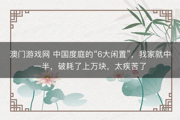 澳门游戏网 中国度庭的“6大闲置”，我家就中一半，破耗了上万块，太疾苦了