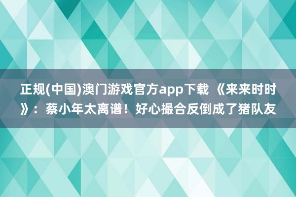 正规(中国)澳门游戏官方app下载 《来来时时》：蔡小年太离谱！好心撮合反倒成了猪队友