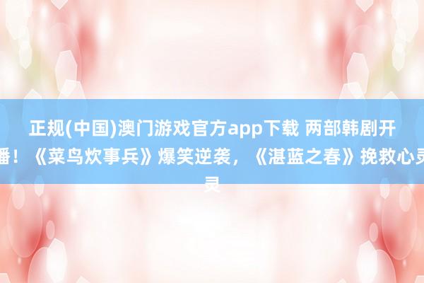 正规(中国)澳门游戏官方app下载 两部韩剧开播！《菜鸟炊事兵》爆笑逆袭，《湛蓝之春》挽救心灵