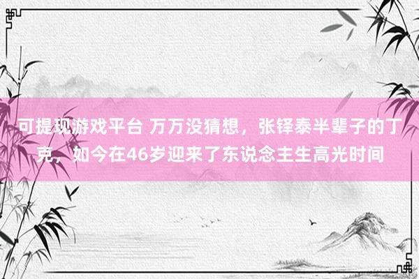 可提现游戏平台 万万没猜想，张铎泰半辈子的丁克，如今在46岁迎来了东说念主生高光时间