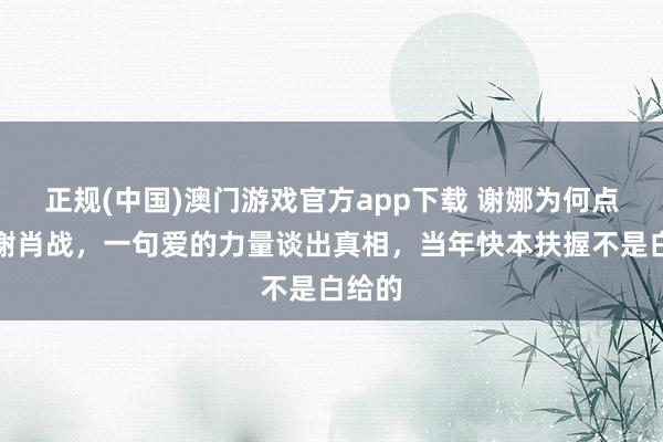 正规(中国)澳门游戏官方app下载 谢娜为何点名感谢肖战，一句爱的力量谈出真相，当年快本扶握不是白给的