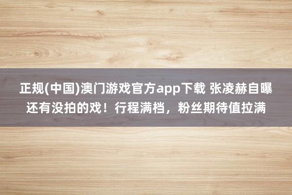 正规(中国)澳门游戏官方app下载 张凌赫自曝还有没拍的戏！行程满档，粉丝期待值拉满