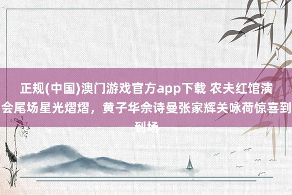 正规(中国)澳门游戏官方app下载 农夫红馆演唱会尾场星光熠熠，黄子华佘诗曼张家辉关咏荷惊喜到场