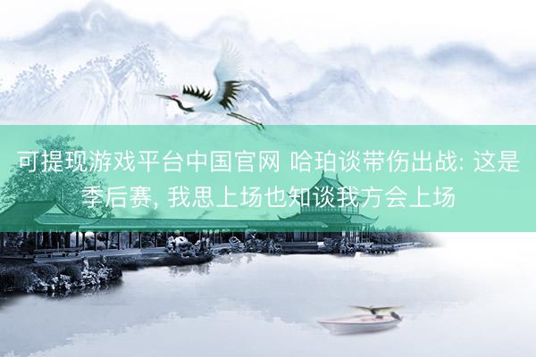 可提现游戏平台中国官网 哈珀谈带伤出战: 这是季后赛， 我思上场也知谈我方会上场