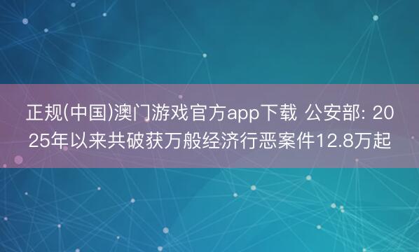 正规(中国)澳门游戏官方app下载 公安部: 2025年以来共破获万般经济行恶案件12.8万起