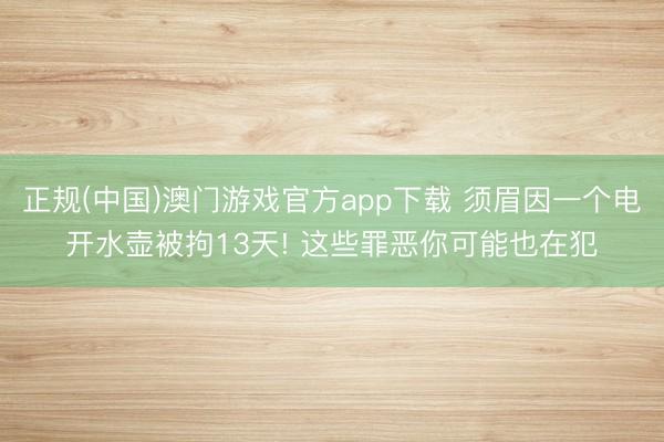 正规(中国)澳门游戏官方app下载 须眉因一个电开水壶被拘13天! 这些罪恶你可能也在犯