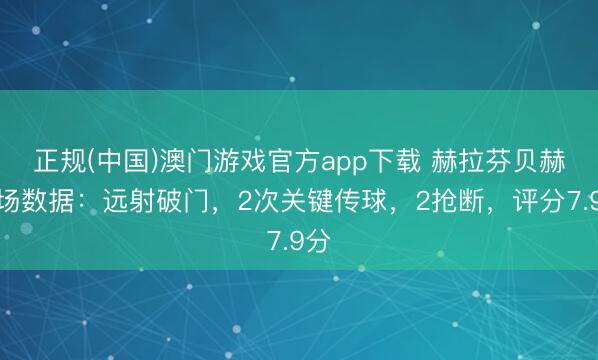 正规(中国)澳门游戏官方app下载 赫拉芬贝赫本场数据：远射破门，2次关键传球，2抢断，评分7.9分
