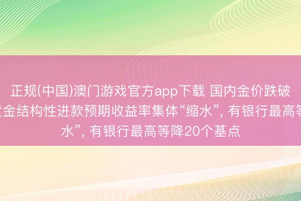正规(中国)澳门游戏官方app下载 国内金价跌破980元/克! 黄金结构性进款预期收益率集体“缩水”， 有银行最高等降20个基点