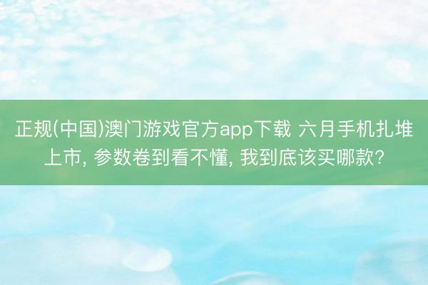 正规(中国)澳门游戏官方app下载 六月手机扎堆上市， 参数卷到看不懂， 我到底该买哪款?