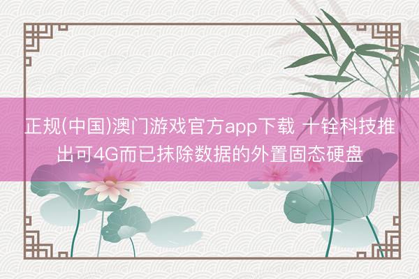 正规(中国)澳门游戏官方app下载 十铨科技推出可4G而已抹除数据的外置固态硬盘