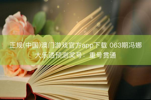 正规(中国)澳门游戏官方app下载 063期冯娜大乐透预测奖号：重号贯通