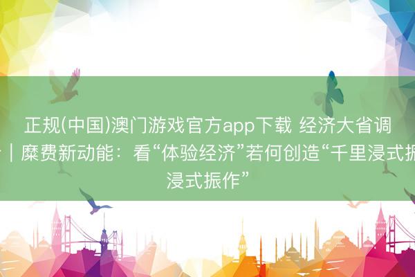 正规(中国)澳门游戏官方app下载 经济大省调研行｜糜费新动能：看“体验经济”若何创造“千里浸式振作”