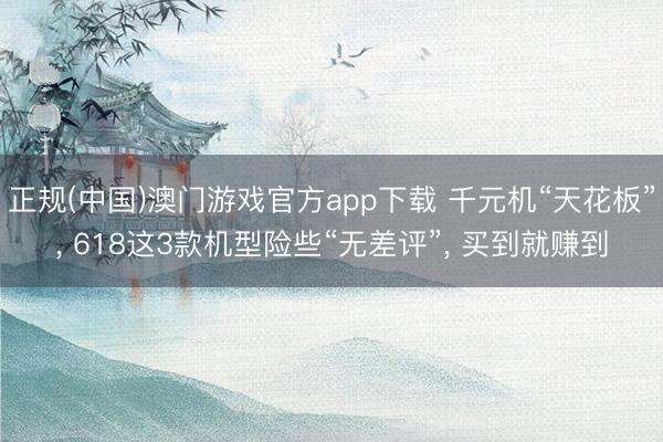 正规(中国)澳门游戏官方app下载 千元机“天花板”， 618这3款机型险些“无差评”， 买到就赚到