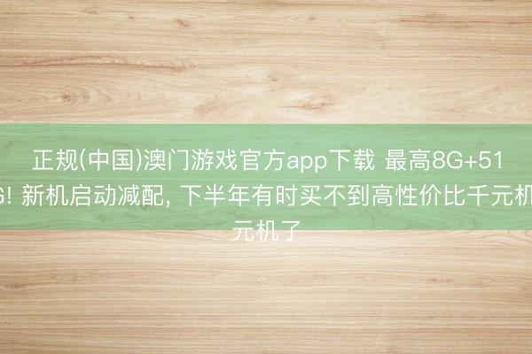 正规(中国)澳门游戏官方app下载 最高8G+512G! 新机启动减配， 下半年有时买不到高性价比千元机了